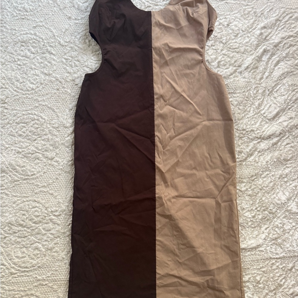 Two-Tone Brown and Tan dress